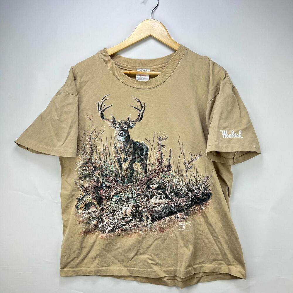 Vintage 90s Woolrich Deer Nature Single Stitch T-Shirt XL